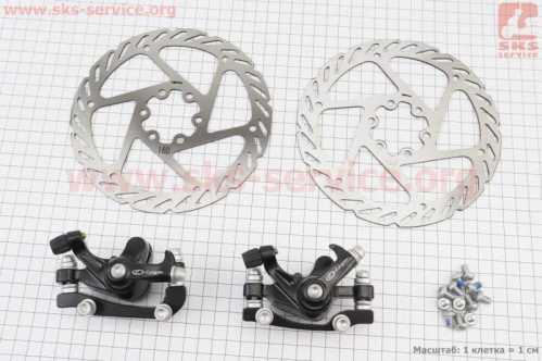 Тормоз Disk-brake передний (F160/R140мм)+задний (F180/R160мм), диски 160мм, крепл. 6 болтов, чёрный DX-2012
