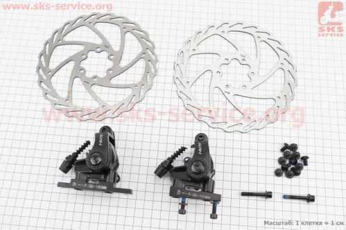 Тормоз Disk-brake ROAD передний (F160мм)+задний (R160мм), диски 160мм, крепл. 6 болтов, чёрный S-6