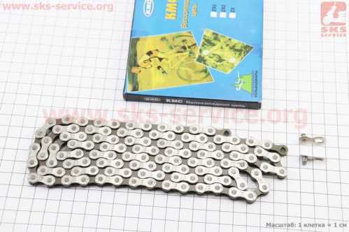 Цепь приводная 1/2х3/32х114L 6/7/8 скоростей, серебристая Z82