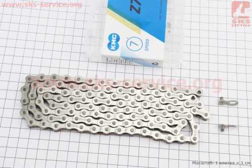 Цепь приводная 1/2х3/32х114L 7 скоростей, серебристая Z7