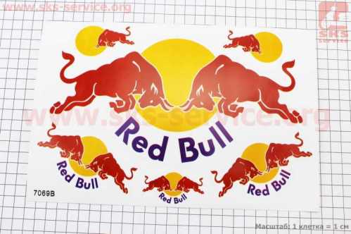 Наклейки набор 6шт "Red Bull" 7069В (26х17см)