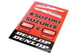 Наклейки набор 8шт "Suzuki/Dunlop" красные 5839A (22x32см)