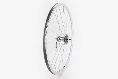 Колесо 28" заднее, обод "капля" алюминиевый, втулка ХВЗ VELOSTEEL (Чехия) 14Gx36H, крепл. гайка, серое