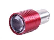 Лампа S25 (двоконтактна, діодна) 12V 5W (стоп, габарит) (червона, ЛІНЗА) AMG Заводской стандарт OEM