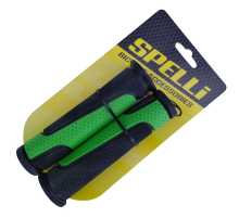 Гріпси (кермо) SPELLI SBG-6708L чорний/зелений, прямий, 2 текстури, гума-гума, довжина 127 мм BD Заводской стандарт OEM