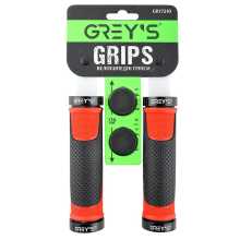 Гріпси (кермо) Greys GR17210 прямі, Black/Red, алюмінієвий хомут 2 шт, заглушки, довжина 130 мм BD Заводской стандарт OEM