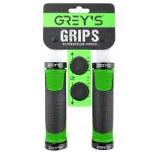 Гріпси (кермо) Greys GR17220 прямі, Black/Green, кліпса алюмінієва 2шт, заглушки, довжина 130 мм BD Заводской стандарт OEM