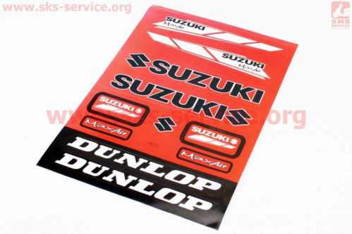 Наклейки набор 8шт "Suzuki/Dunlop" красные 5839A (22x32см)