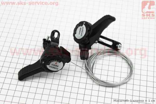 Переключатели (манетка) 3x7 скоростей, чёрные YD-K25