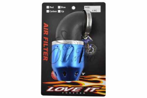 Фильтр воздушный (нулевик) d42mm, 90*, пуля (синий)
