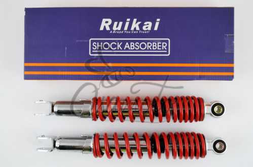 Амортизаторы (пара) GY6, DIO ZX 330mm, регулируемые (красные) RUIKAI