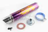 Глушитель (тюнинг) 420*100mm, креп. d78mm (нержавейка, пламя, фиолетовый, прямоток, mod:1)
