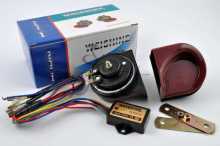 Сигнали (пара) равлик, 12V, кріплення, реле, запобіжник (бордові, mod.1) WEISHINE