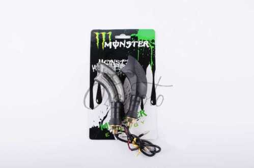 Повороты светодиодные (пара) изогнутые (черные, прозрачные, 21 диод) MONSTER ENERGY