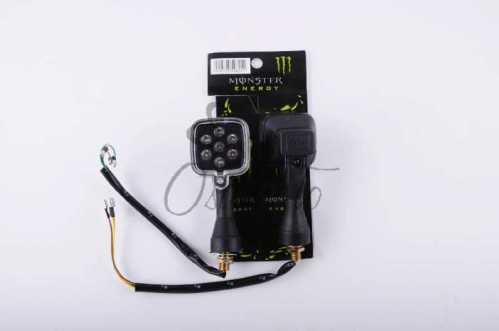 Повороты светодиодные (пара) квадратные (черные, прозрачные, 7 диодов) MONSTER ENERGY