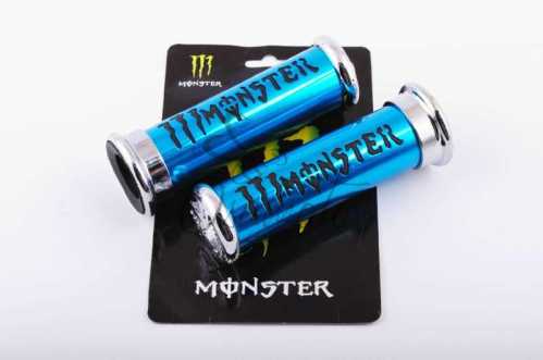 Ручки руля (MONSTER ENERGY, алюминиевые, синие) XJB