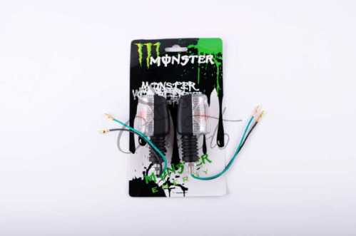 Повороти (пара) Suzuki АХ100 (прозорі) MONSTER ENERGY