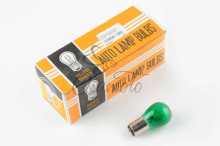 Лампа S25 (двоконтактна) 12V 21W/5W (стоп, габарит) (зелена) ORANGE BOX
