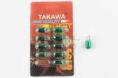 Лампа Т10 (безцокольная) 12V 3W (габарит, приборы) (зеленая) TAKAWA