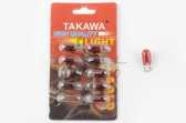 Лампа Т10 (безцокольная) 12V 3W (габарит, приборы) (красная) TAKAWA