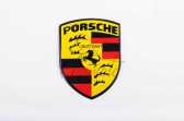 Наклейка логотип PORSCHE (8x9см, алюминий) (#3544)