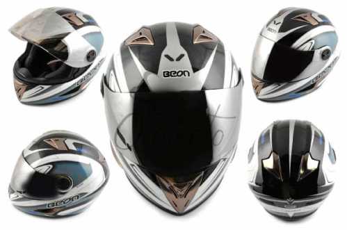 Шлем-интеграл (mod:B-500) (size:XL, голубой, зеркальный визор, X-CELERATE) BEON