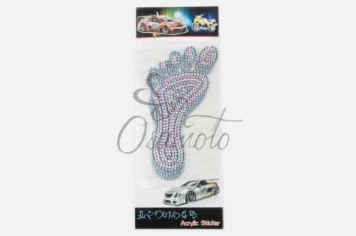 Наклейка декор FOOT (16x9см, стразы розовые)