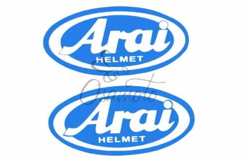 Наклейка логотип ARAI (9x4,5см, синяя) (#1871)