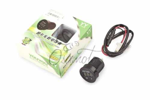 Цифровой вольтметр DC 12V (врезной, круглый, синий) YOUYOU