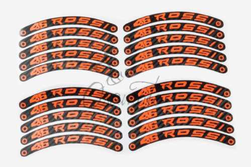 Наклейка на колесо декор 46 ROSSI, 10шт (красная) (#6059)