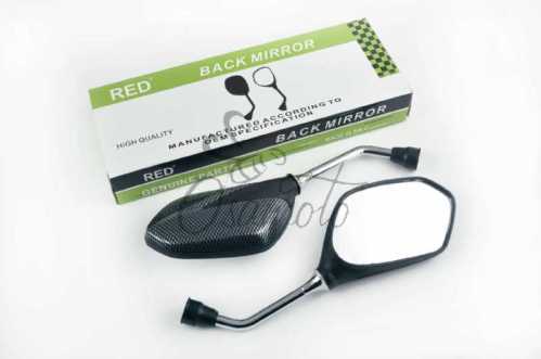 Зеркала стреловидные mod:219, 10mm (карбон) RED