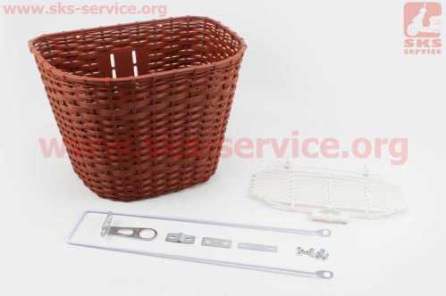 Корзина багажная передняя 28" с крышкой, пластмассовая, коричневая TH-057
