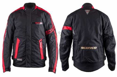 Мотокуртка SCOYCO (текстиль) (size:XL, черно-красная, mod:JK34)