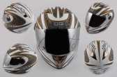 Шлем-интеграл (mod:B-500) (size:XL, бело-серый, зеркальный визор, BLADE) BEON