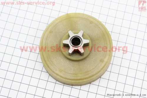Шестерня привода ведомая (3/8-6, D1-87,5mm, D2-76,5mm, d-10mm, H-37mm, Z-56) Falantech