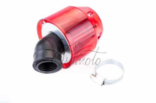 Фильтр воздушный (нулевик) d28-40mm, 45* (колокол, красный, прозрачный) KM (mod:KY-A-134)