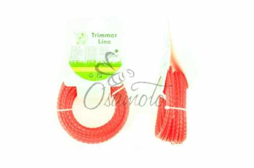 Леска мотокосы d2,4mm, 15 метров (косичка, красная) BEST