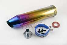 Глушник (тюнінг) 300 * 90mm, кріп. Ø48mm (нержавіюча сталь, веселка, прямоток сопло, mod:G-1076) Заводской стандарт OEM