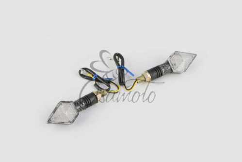 Повороты светодиодные, кристалл (пара) (13 LED, синий свет, карбон, белое стекло) GJCT