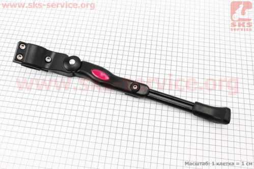 Подножка боковая задняя телескопическая для 26"- 29", крепление за перо рамы, алюминиевая, чёрная HS-001