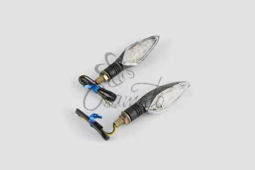 Повороты светодиодные, лодочка (пара) (12 LED карбон, белое стекло, синий свет) GJCT