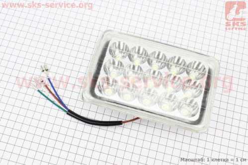 Фары квадратной передняя часть 15-LED, 165x105мм, TUNING