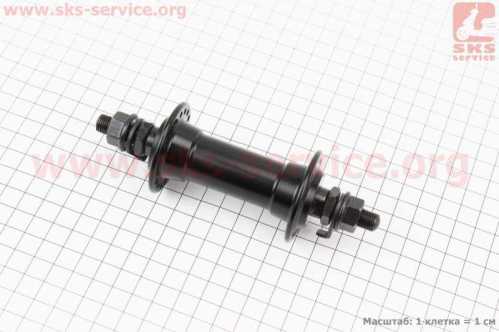 Втулка передняя MTB алюминиевая 14Gx36H, V-brake, крепл. гайка, чёрная