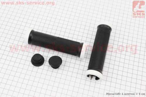 Ручки руля 130мм с зажимом Lock-On с двух сторон, чёрно-белые FL-426