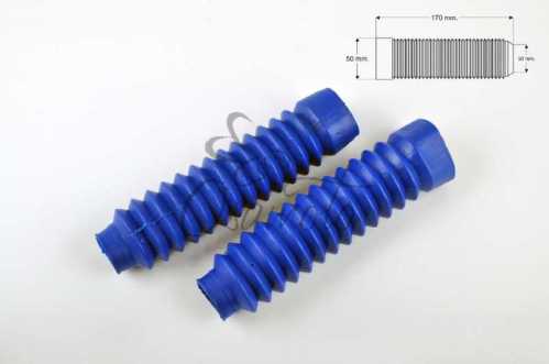 Гофры передней вилки (пара) универсальные L-170mm, d-30mm, D-50mm (синие) MANLE