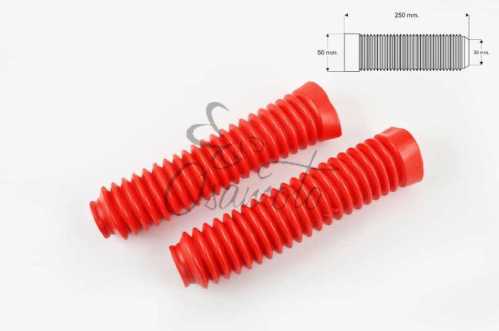 Гофры передней вилки (пара) универсальные L-250mm, d-30mm, D-50mm (красные) ZUNA
