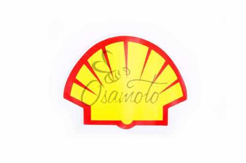 Наклейка логотип SHELL (13x9см, красно-оранжевая) (#0347)