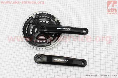 Шатуны "квадрат" 170мм, 42.34.24T MTB, чёрные GS-P321