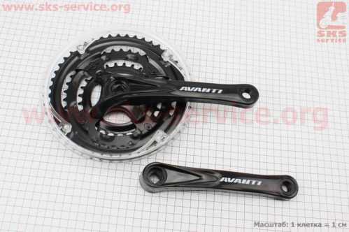 Шатуны "квадрат" 170мм, 48.38.28T MTB, чёрные GS-P323