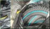 Велосипедная шина 14 * 2,125 (57-254) (чёрная с синей/жёлт полосой) Cascen-Китай (#LTK)